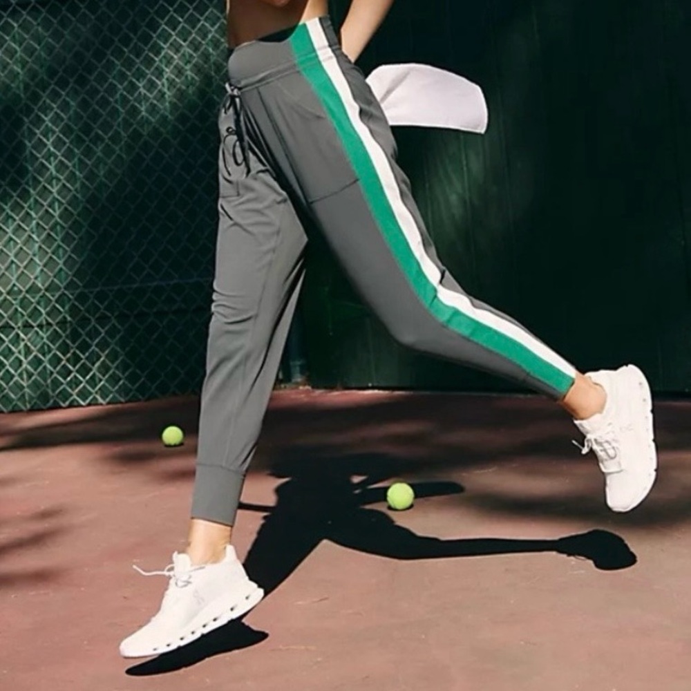 NWOT Free People Movement Never Better Gray Joggers with Green Stripe sz S/P